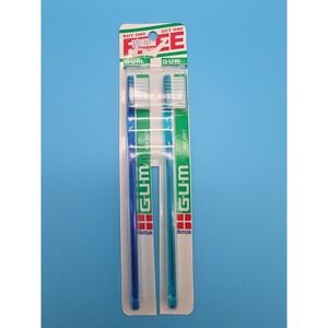 Vintage GUM 409 Soft Toothbrushes Blue Compact Head 2 Pack "But 1 Get 1 Free"